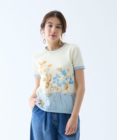 ROSSA インポートロッサ 長袖 チュニック ニット プリーツ