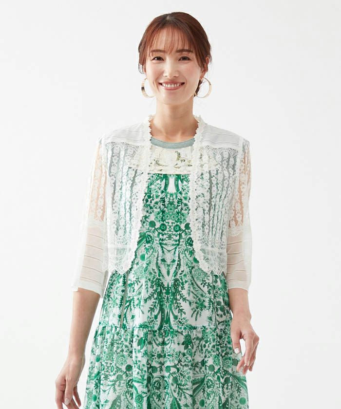 【SONIA RYKIEL】レースボレロ ショート丈 リボン 半袖 フランス製 フロントリボンショートボレロ | Rlab store